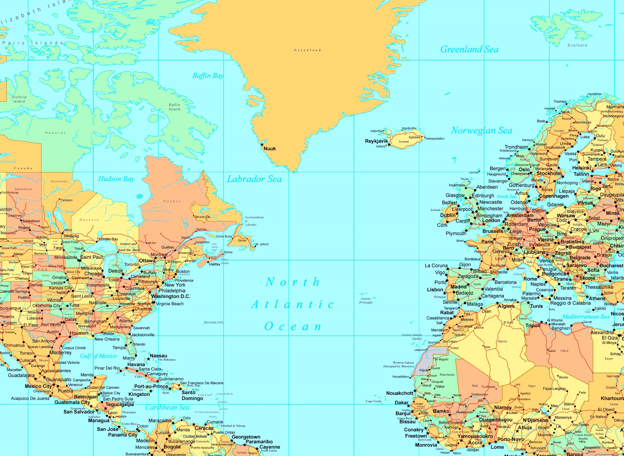 Atlantic Ocean Map Us States 