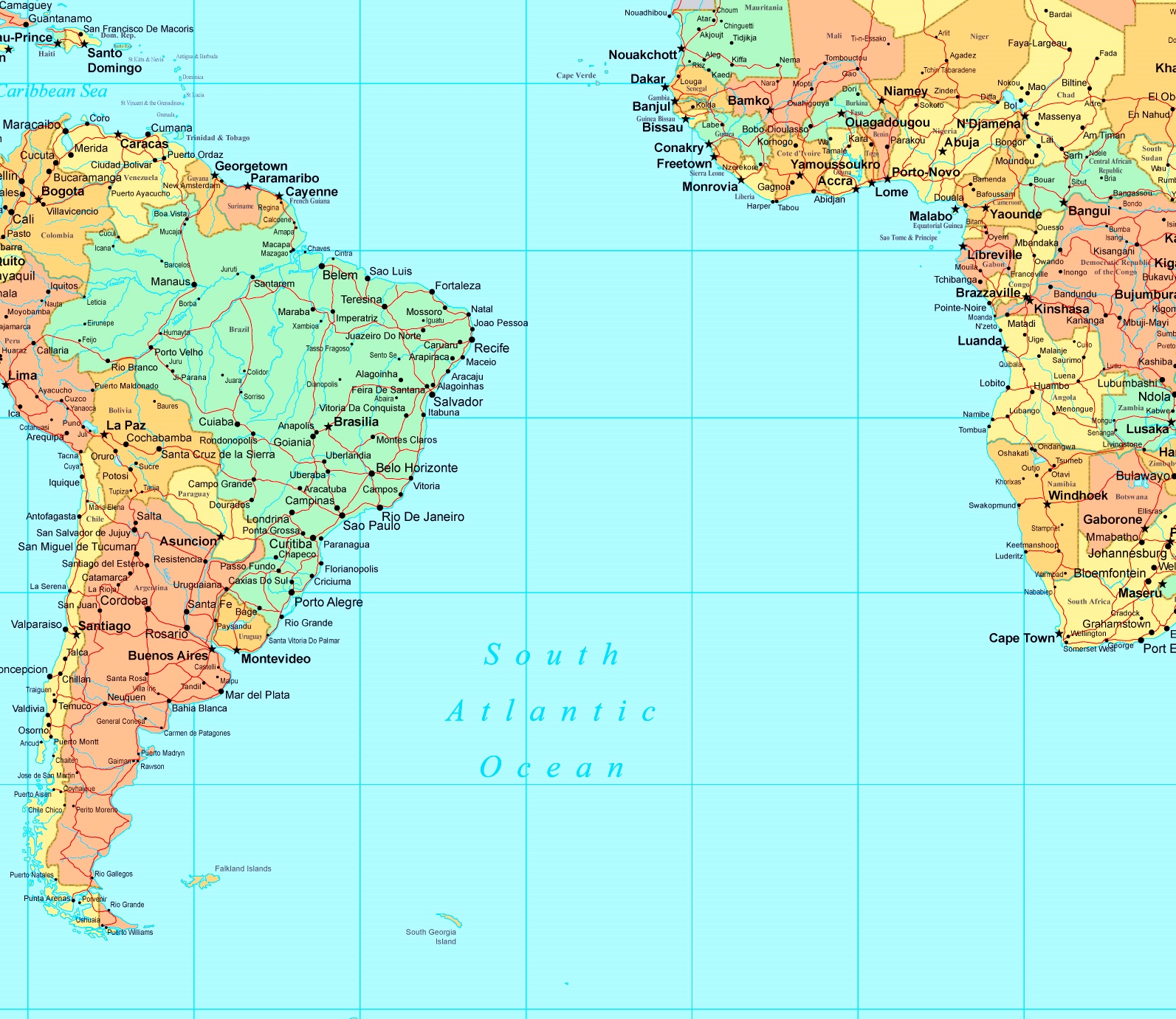 Map Of South Atlantic Ocean Islands 