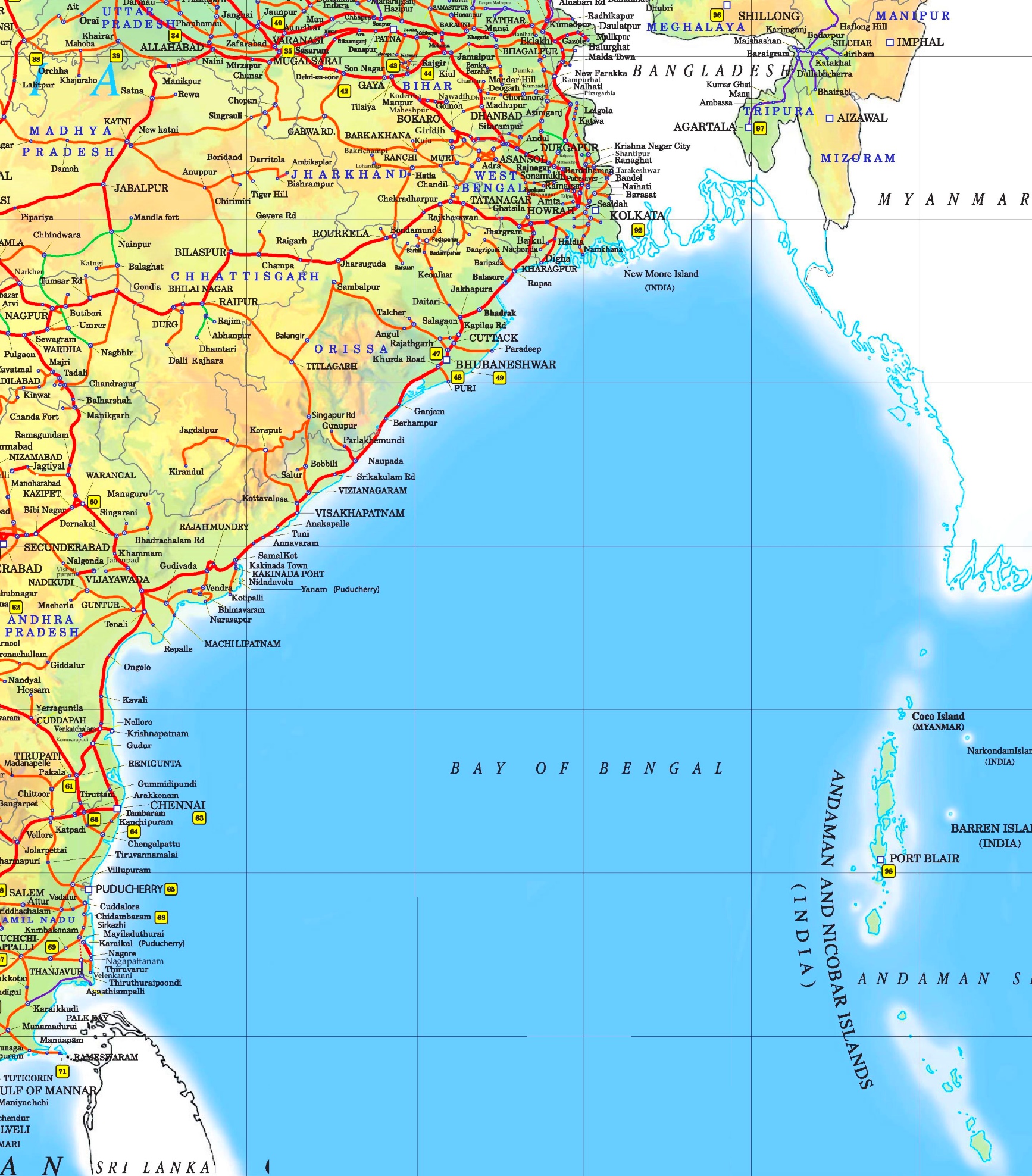 Large Detailed Map Of Bay Of Bengal With Cities