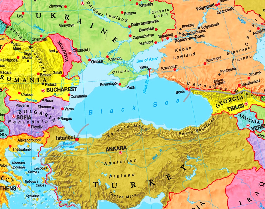 where is the black sea located on a world map Black Sea Political Map where is the black sea located on a world map