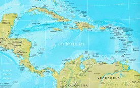 Caribbean Sea physical map
