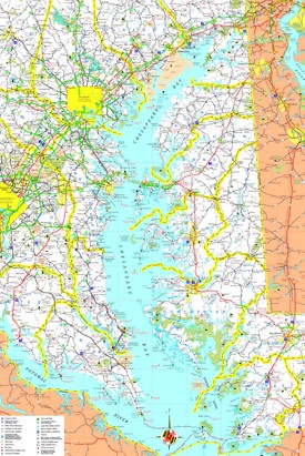 Large detailed map of Chesapeake Bay