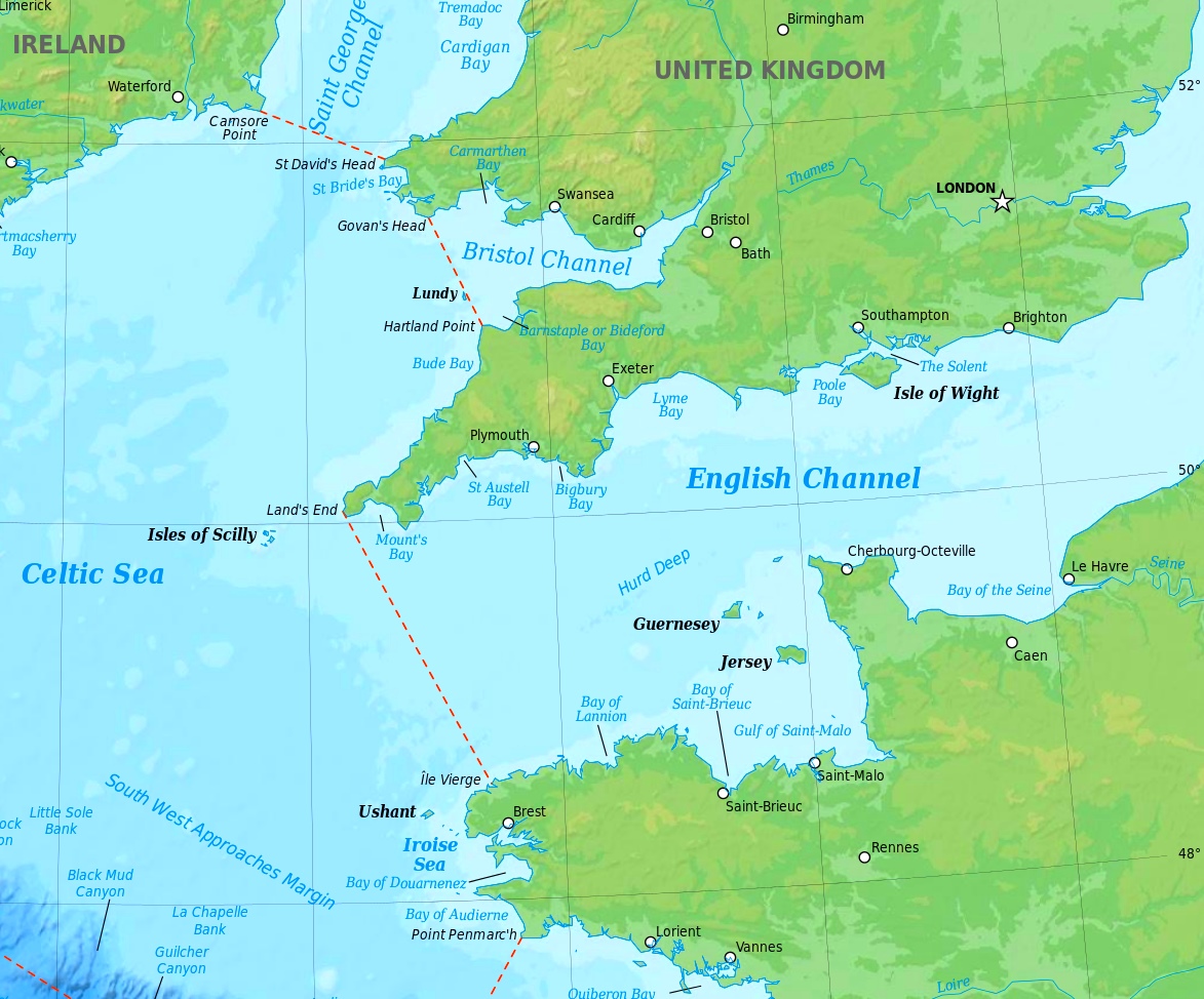 English Channel Physical Map