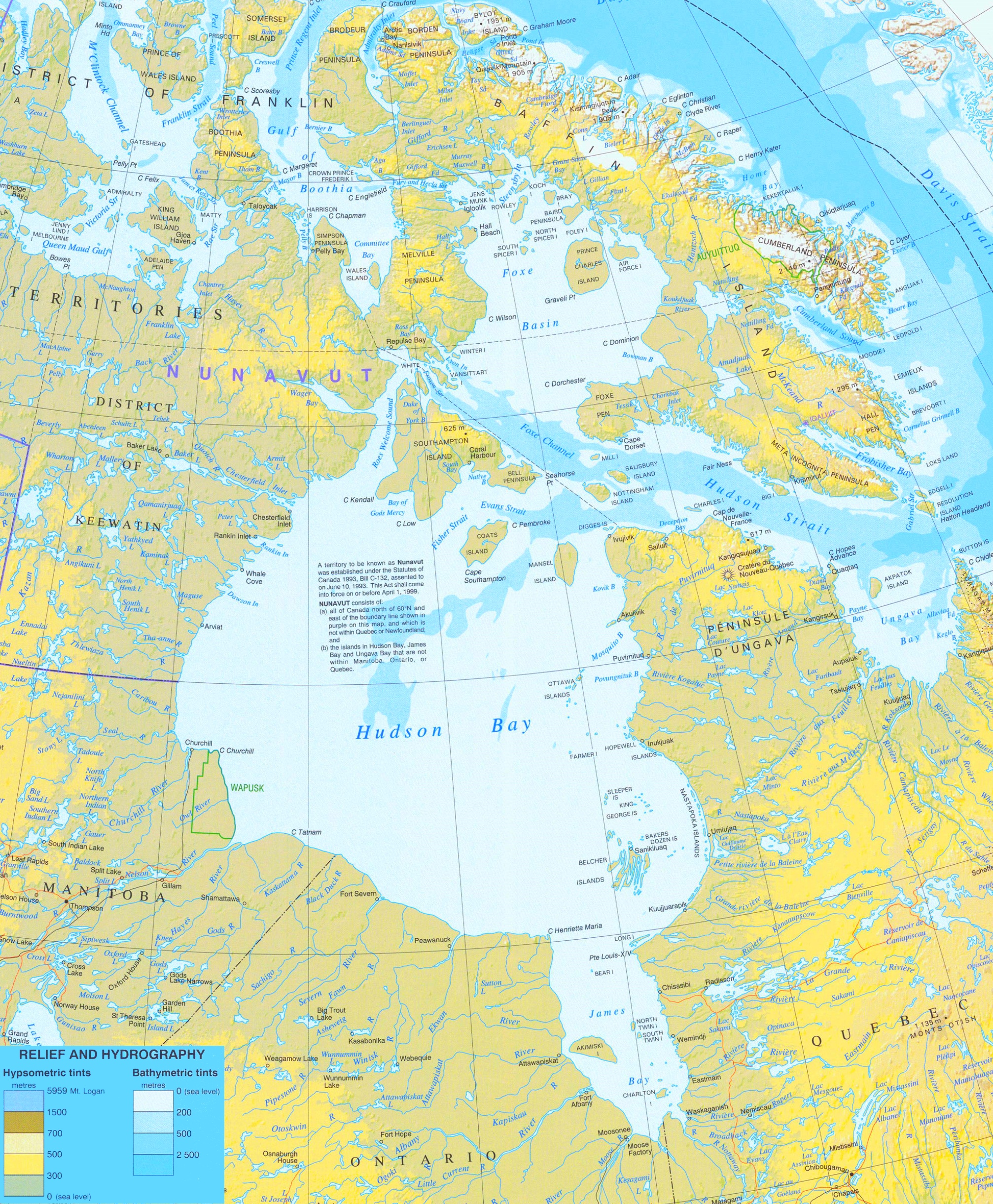 Hudson Bay Physical Map