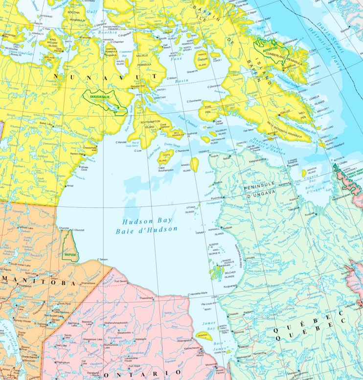 Hudson Bay political map