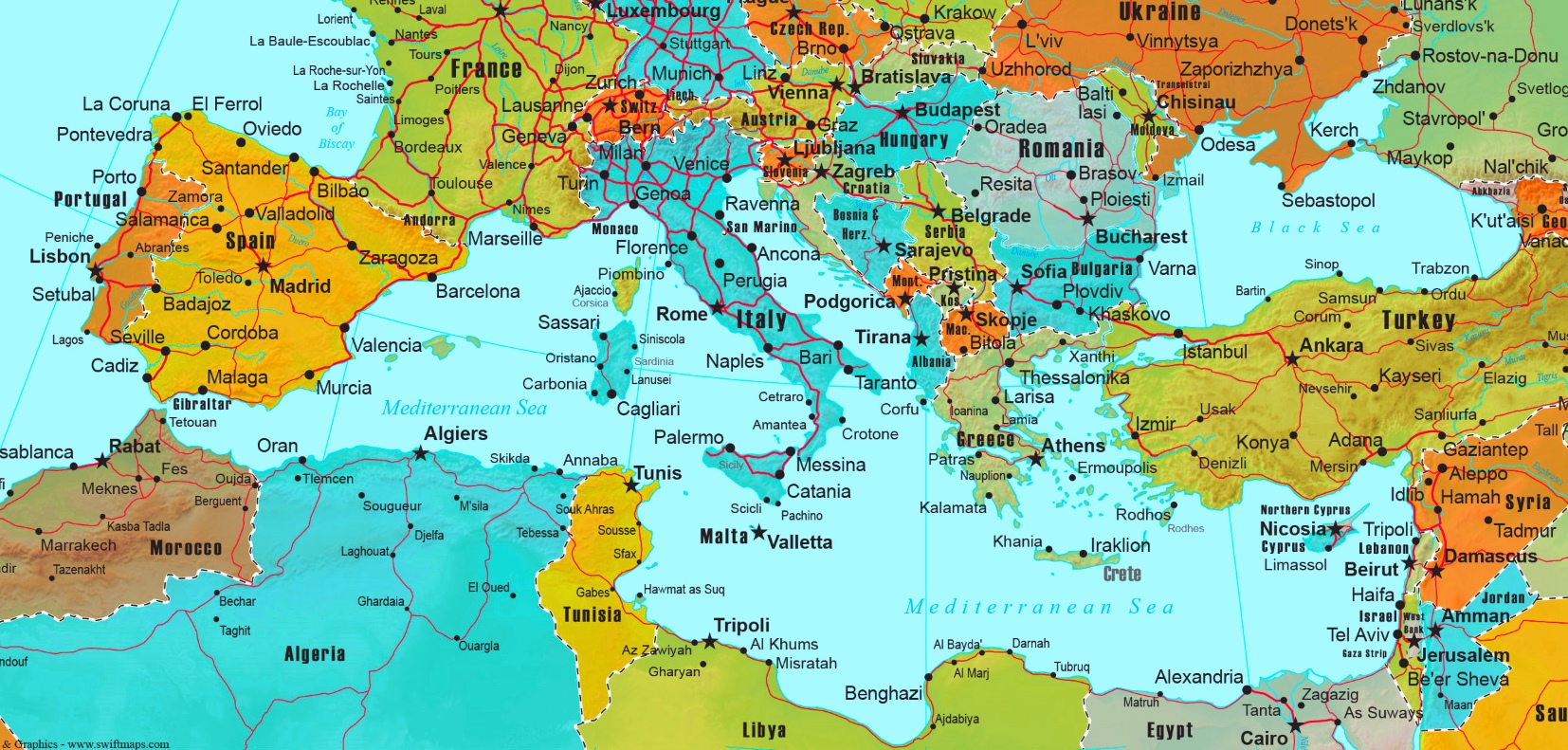 Mediterranean Countries Map