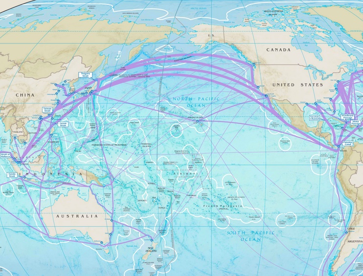 Pacific Ocean major ports map