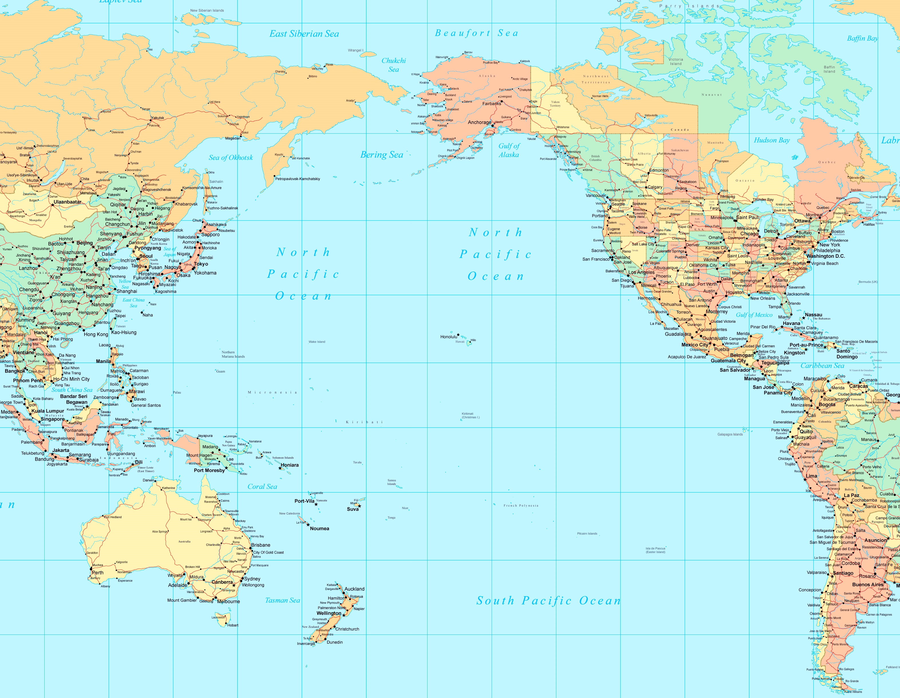 Pacific Ocean Political Map