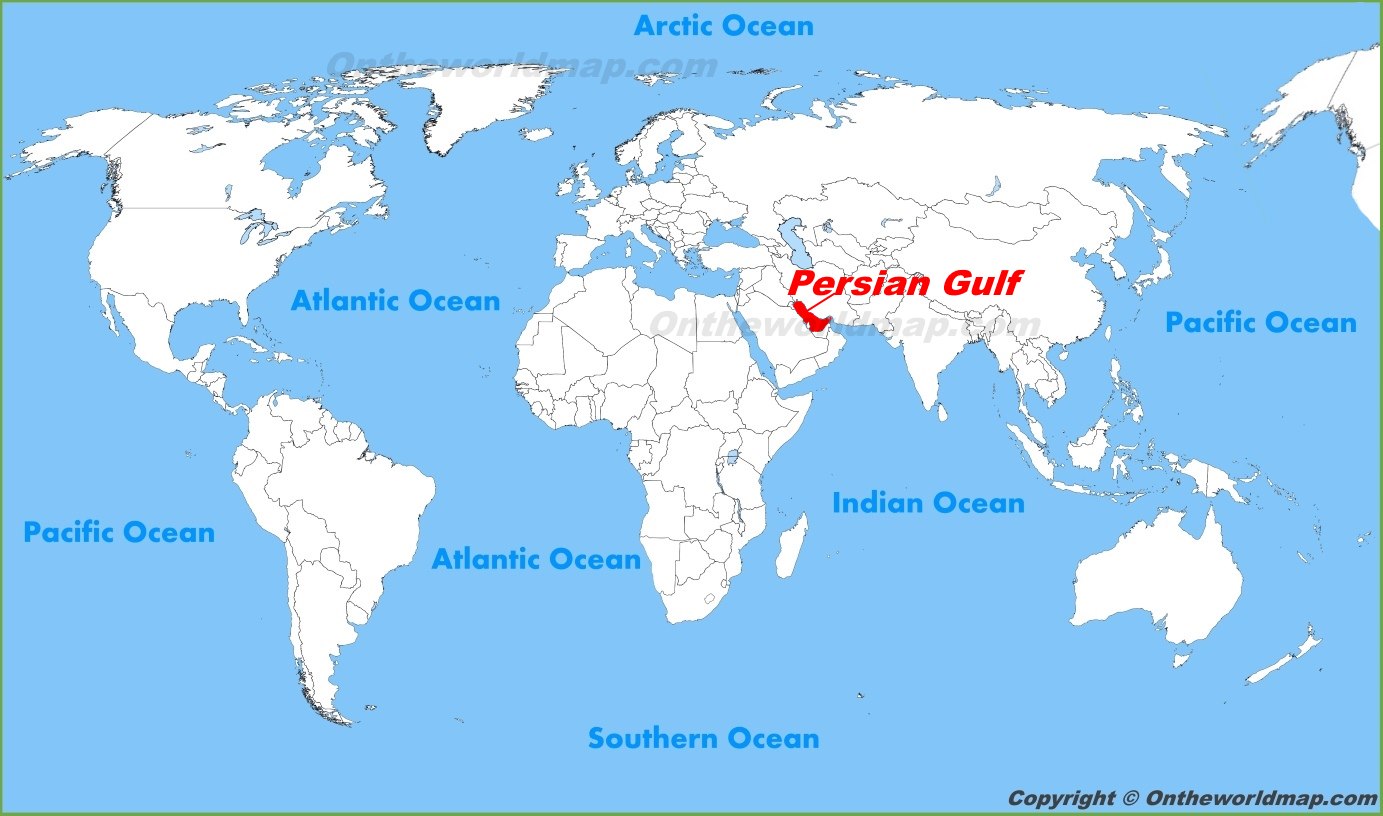 Golfe Persique Carte Du Monde Persian Gulf location on the World Map