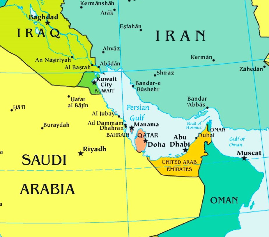 Persian Gulf Political Map