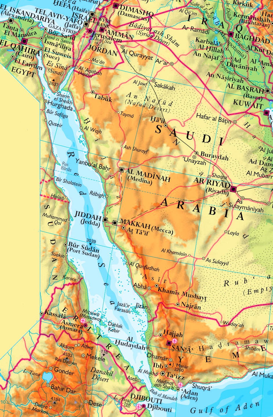 Red Sea physical map