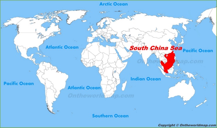 South China Sea location on the World Map
