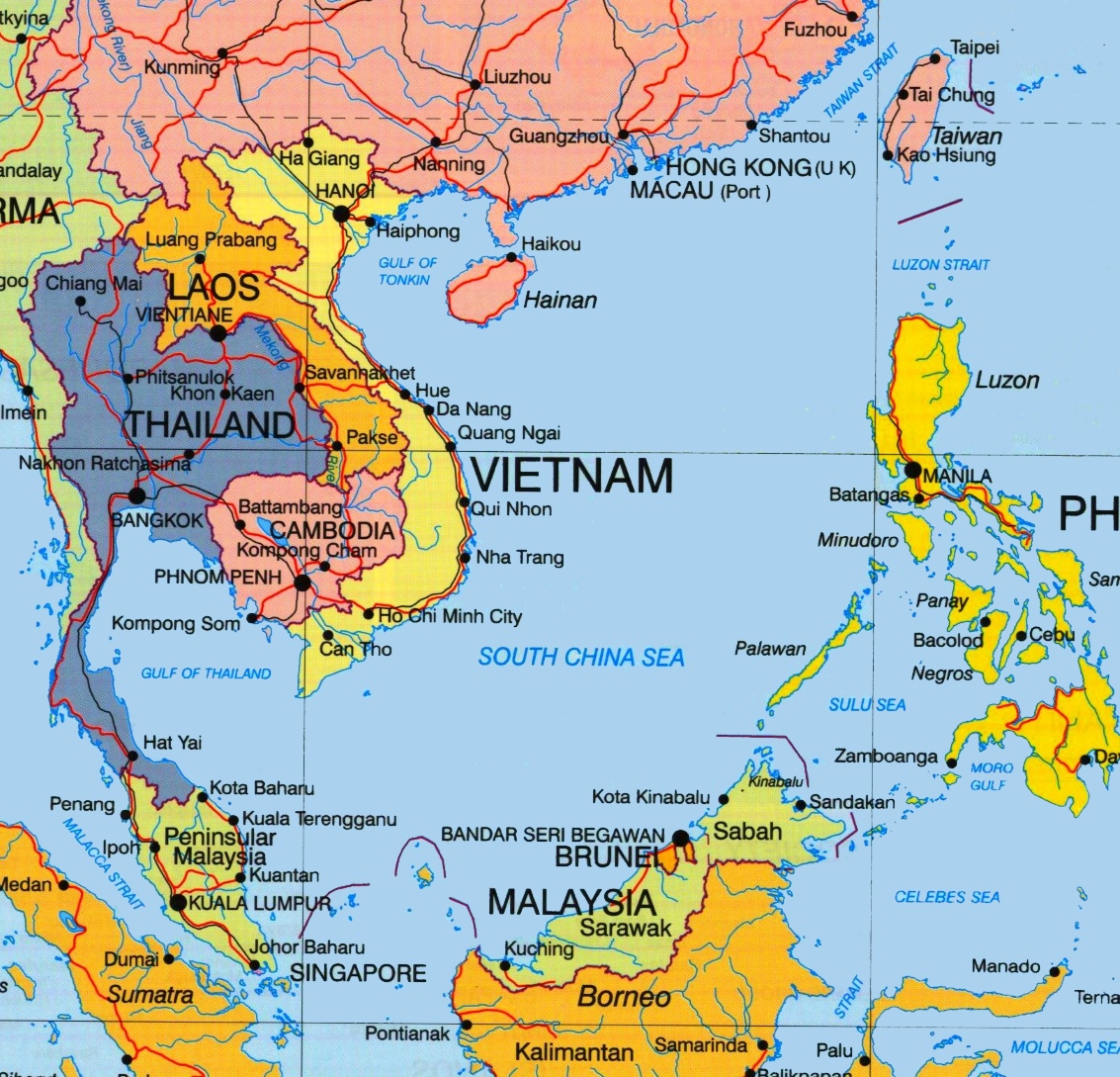 world map showing south china sea South China Sea Political Map world map showing south china sea