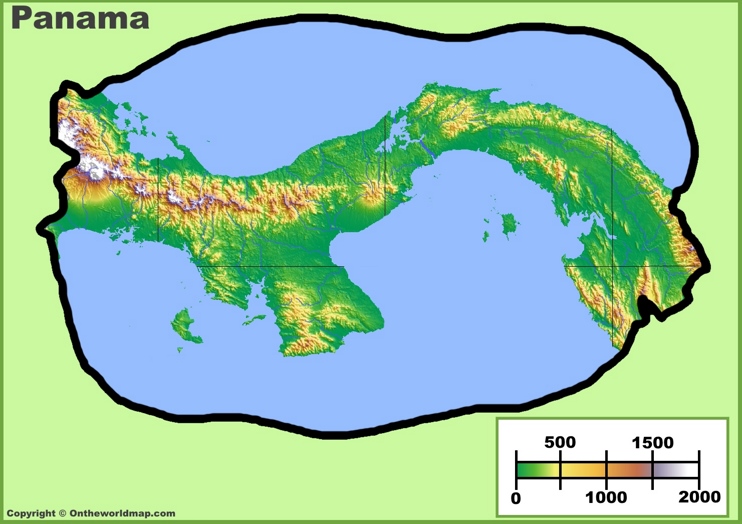Panama physical map