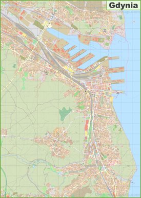 Large detailed map of Gdynia