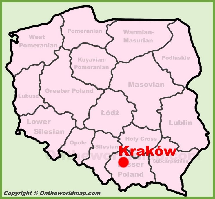 Kraków location on the Poland map