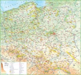 Large detailed tourist map of Poland