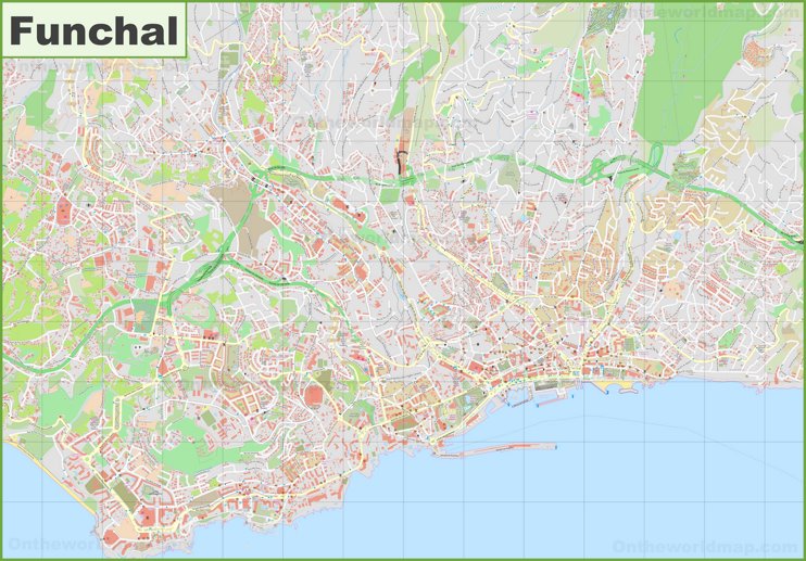 Detailed map of Funchal