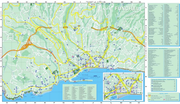 Funchal tourist attractions map