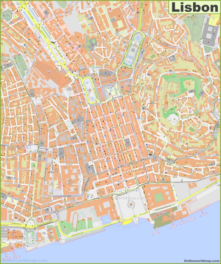 Large detailed map of Lisbon
