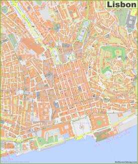 Large detailed map of Lisbon