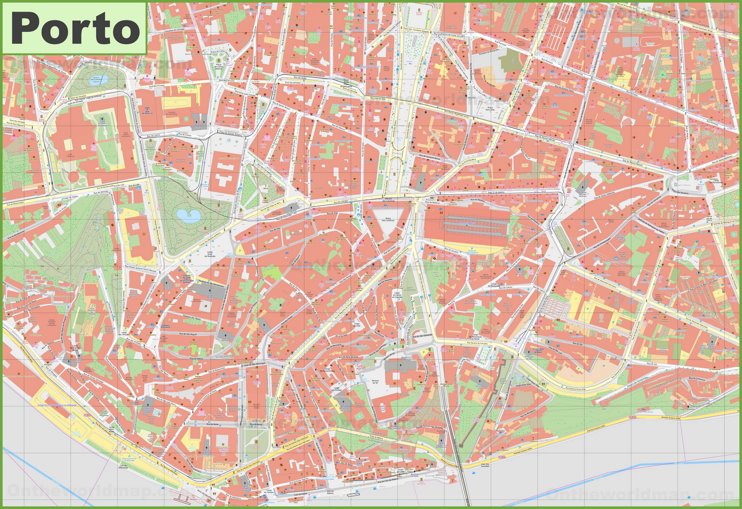 Historic centre of Porto map