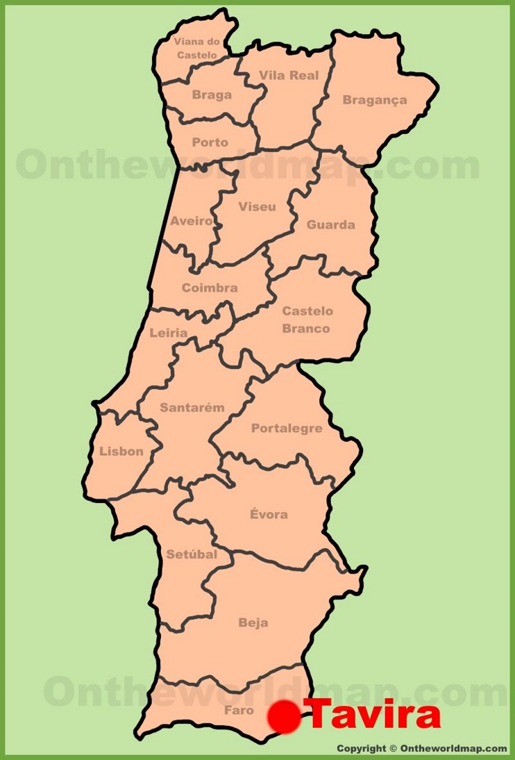Tavira location on the Portugal Map