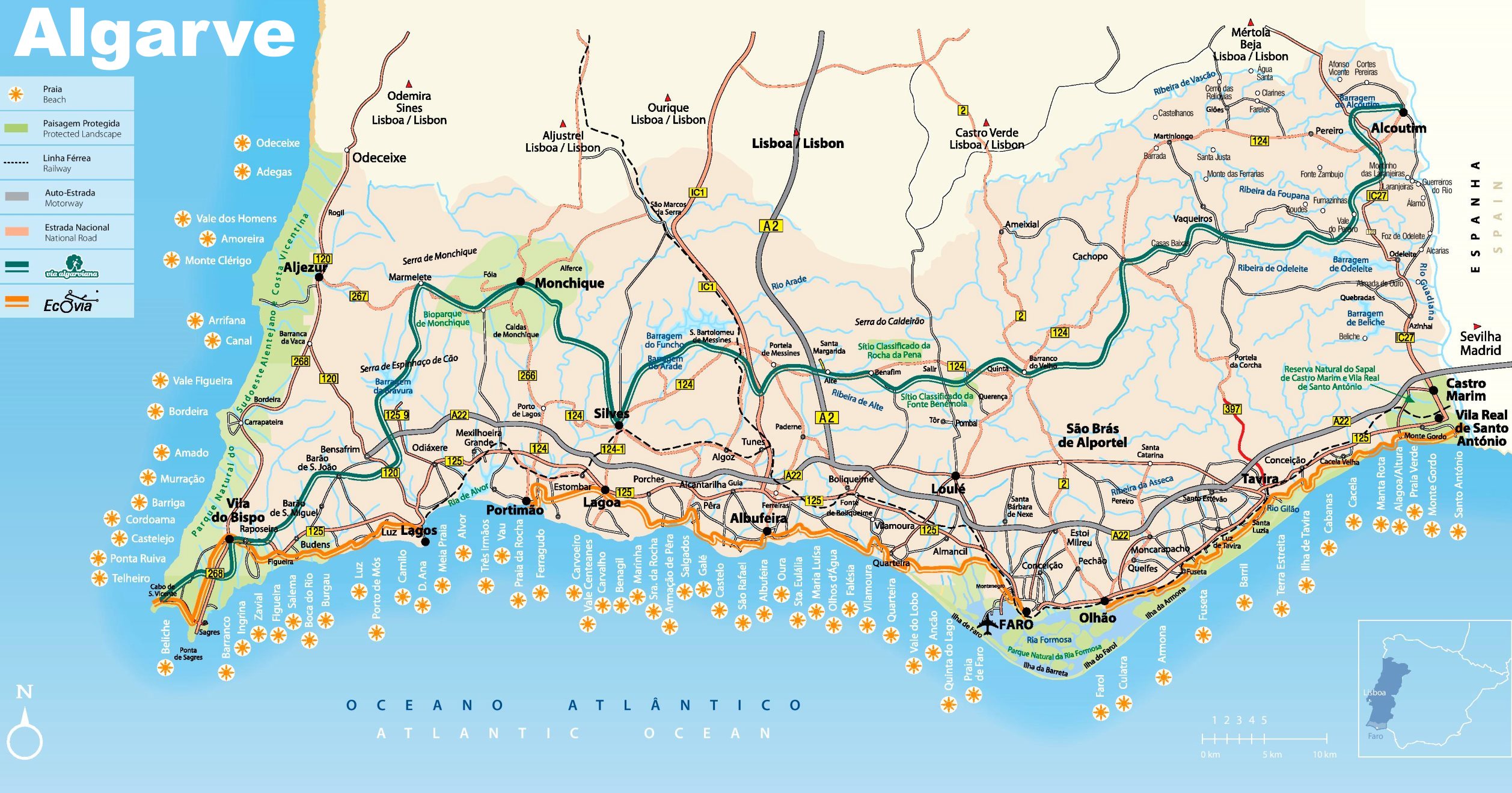 Algarve Road Map Ontheworldmap