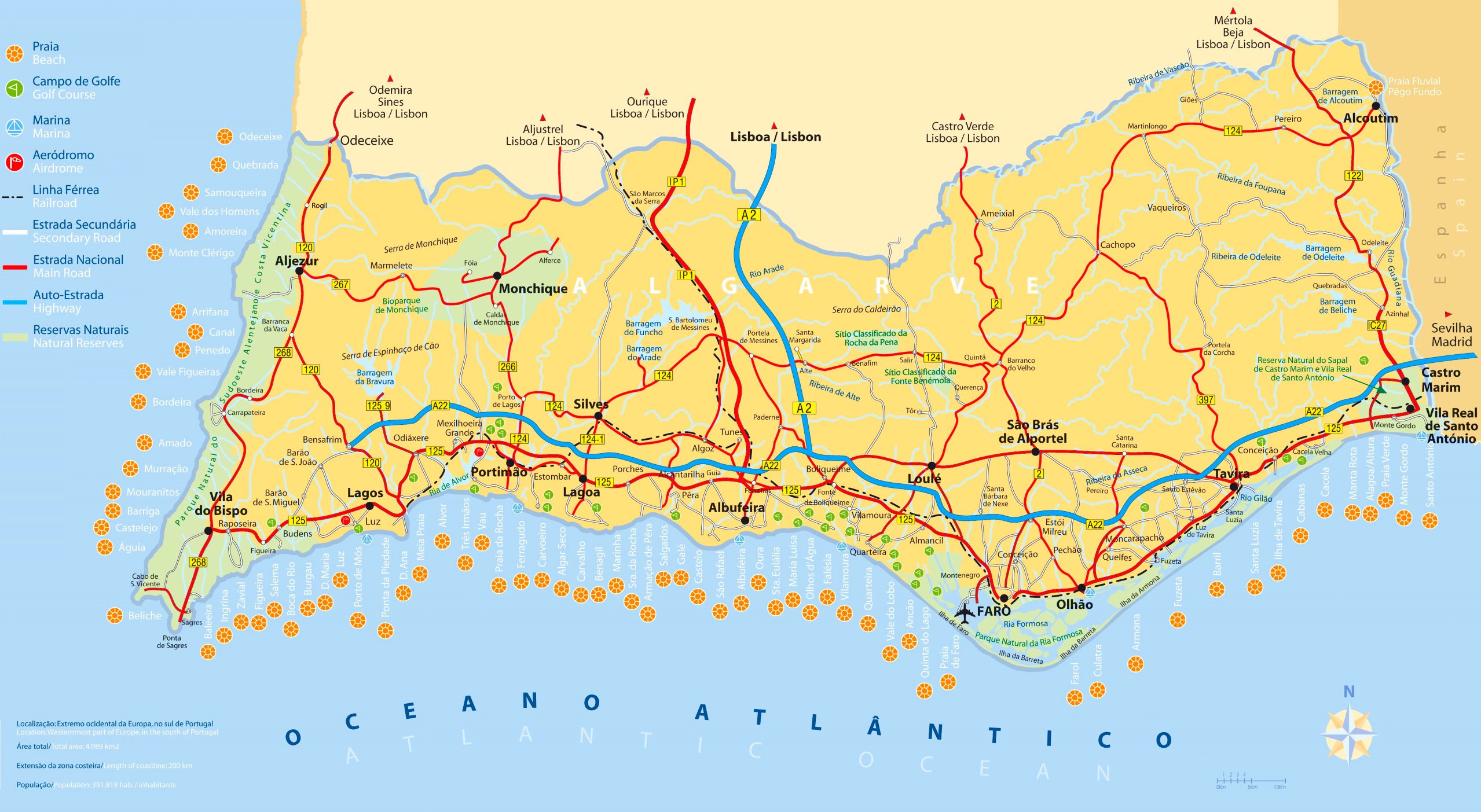 Algarve Tourist Map