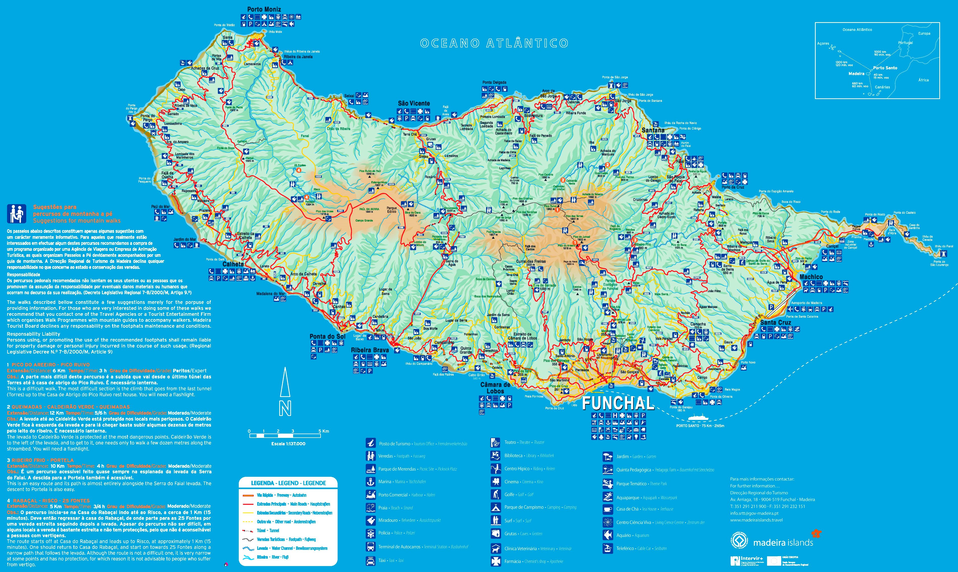 Madeira Tourist Attractions Map Madeira Tourist Attractions Map