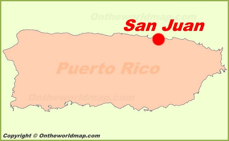 San Juan location on the Puerto Rico Map