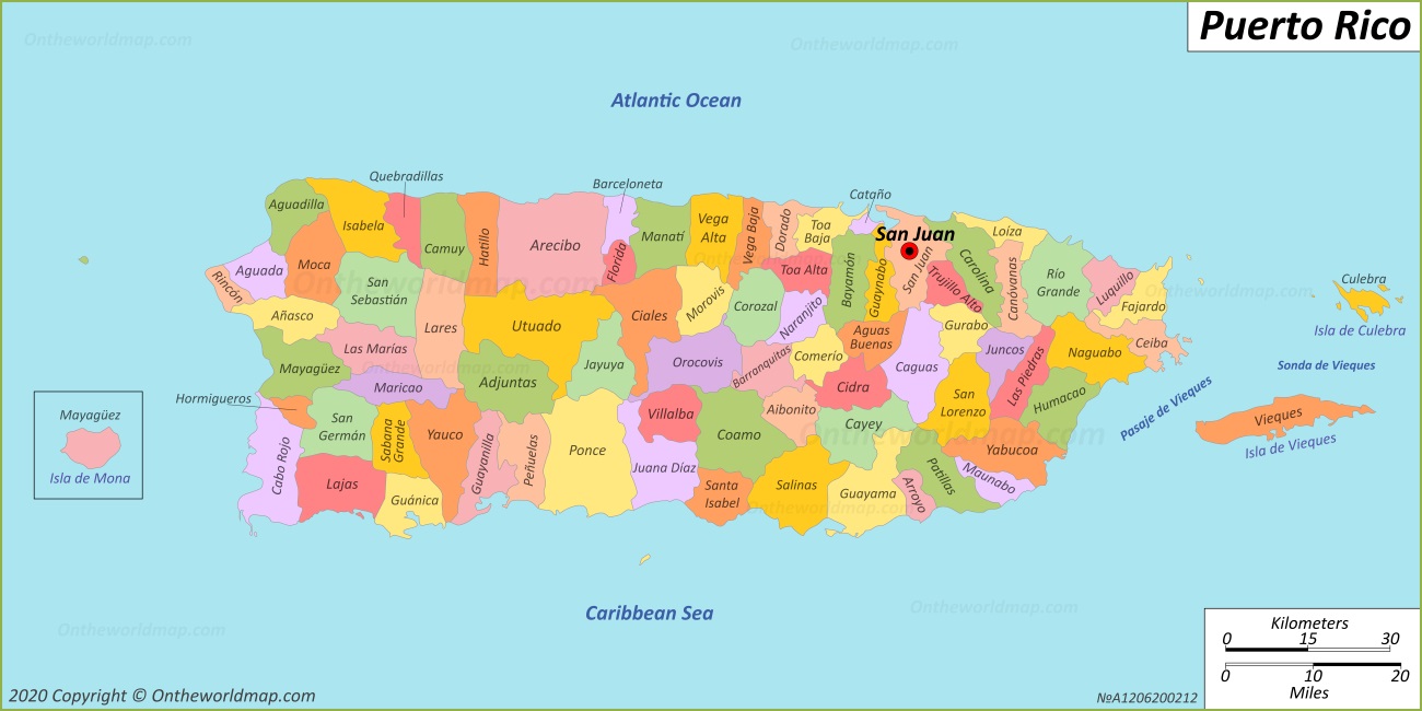 Large Detailed Administrative Map Of Puerto Rico Puerto Rico Large 