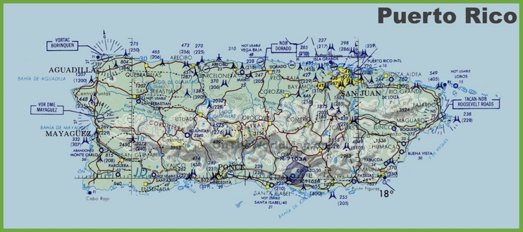 Topographic map of Puerto Rico