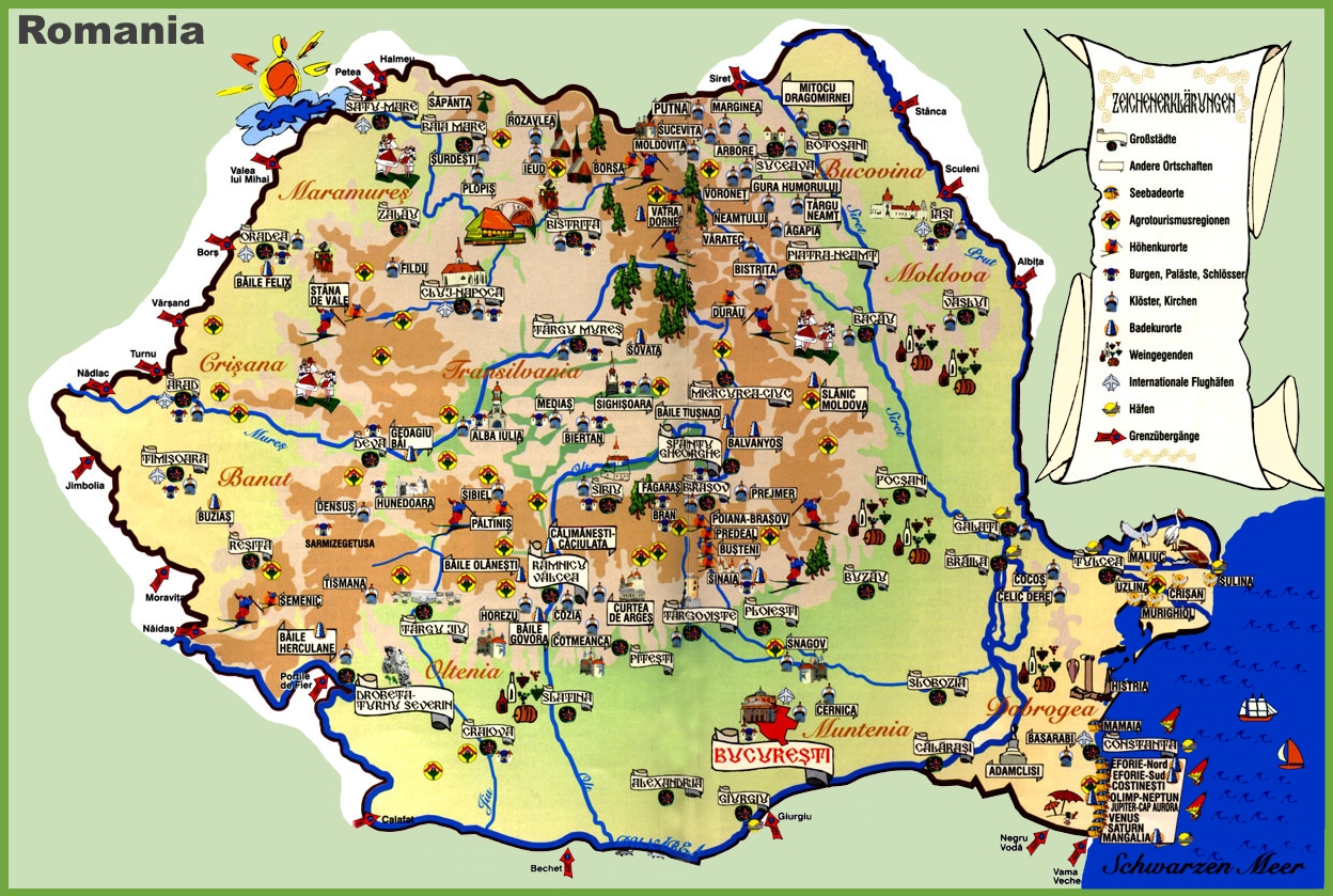 carte touristique de la roumanie