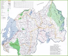 Large detailed map of Rwanda