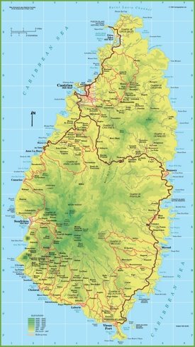 Large detailed map of Saint Lucia