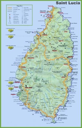 Saint Lucia tourist map