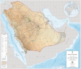 Large detailed map of Saudi Arabia with cities and towns