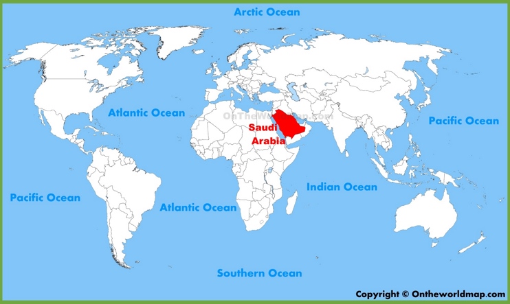 Saudi Arabia location on the World Map