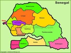 Administrative divisions map of Senegal