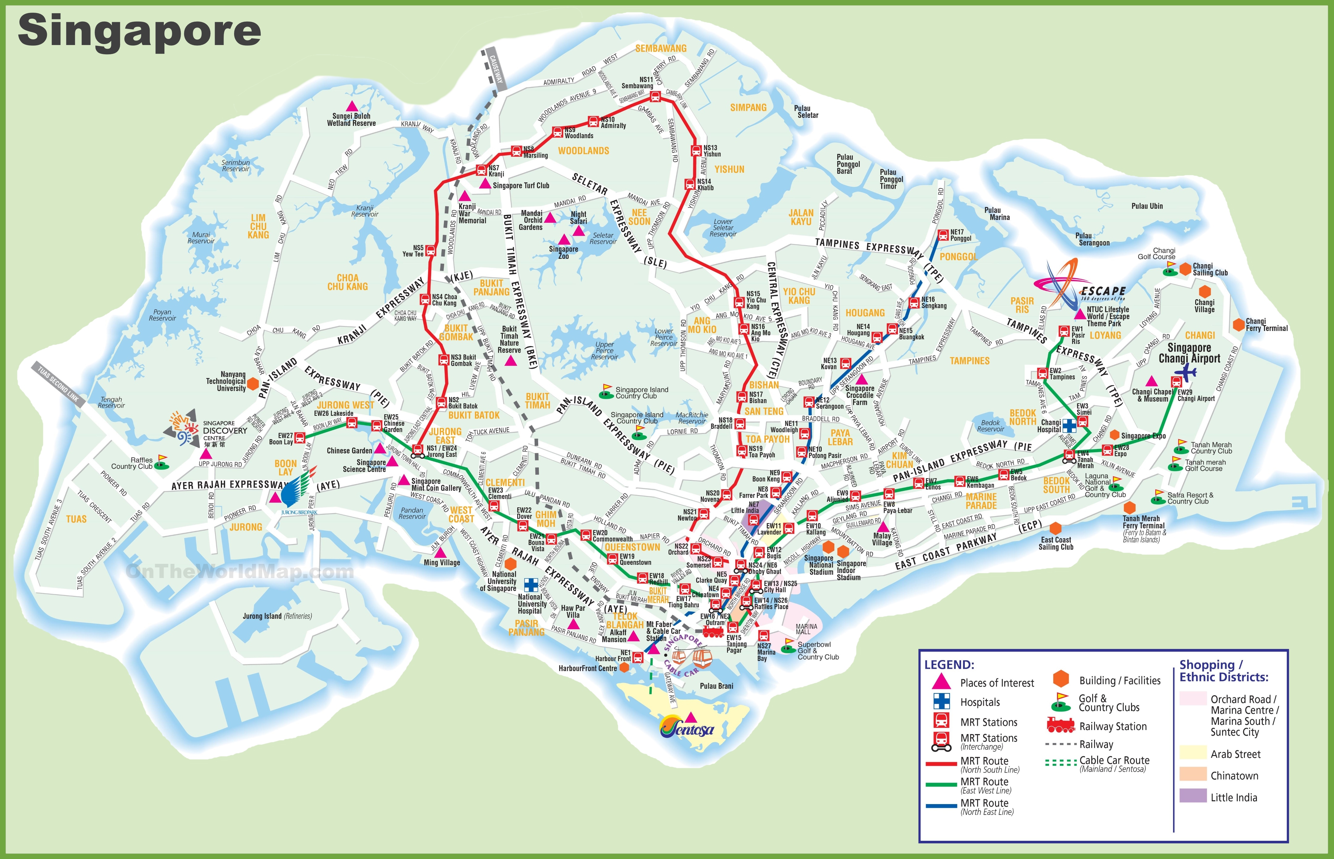 Large transport map of Singapore