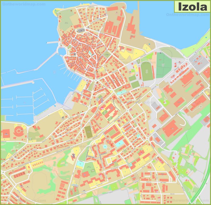 Large detailed map of Izola