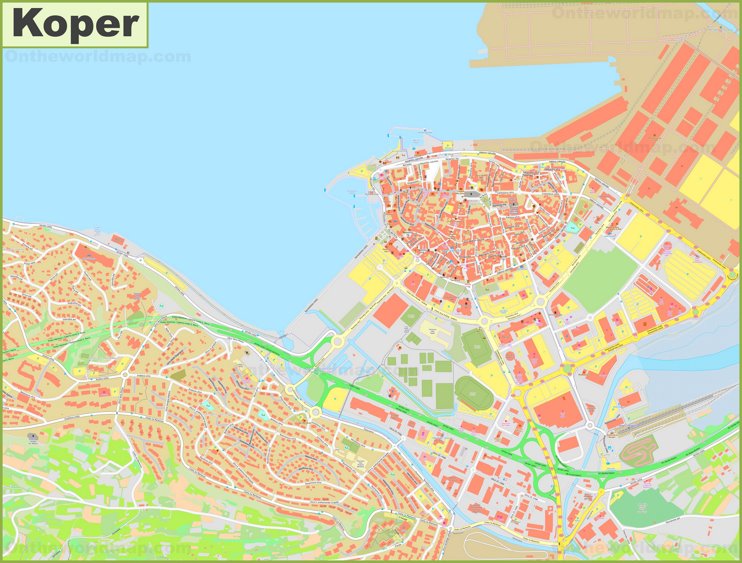 Large detailed map of Koper
