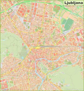 Large detailed map of Ljubljana