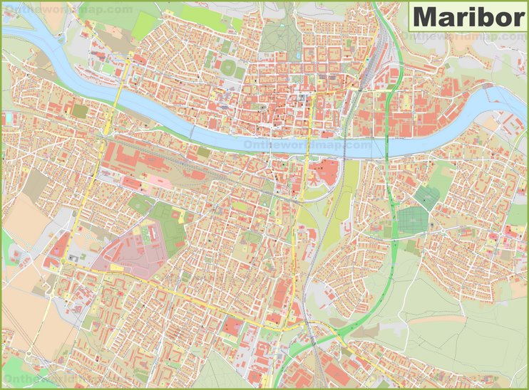 Large detailed map of Maribor