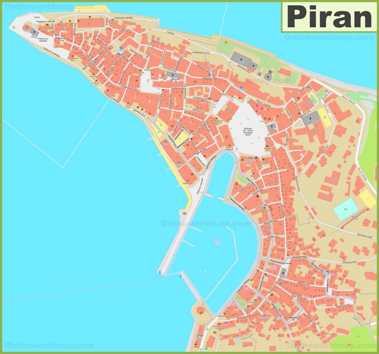 Large detailed map of Piran