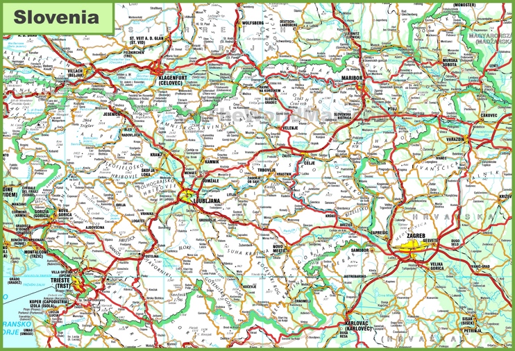 Large Detailed Map Of Slovenia With Cities And Towns Large Detailed Map Of Slovenia With Cities And Towns