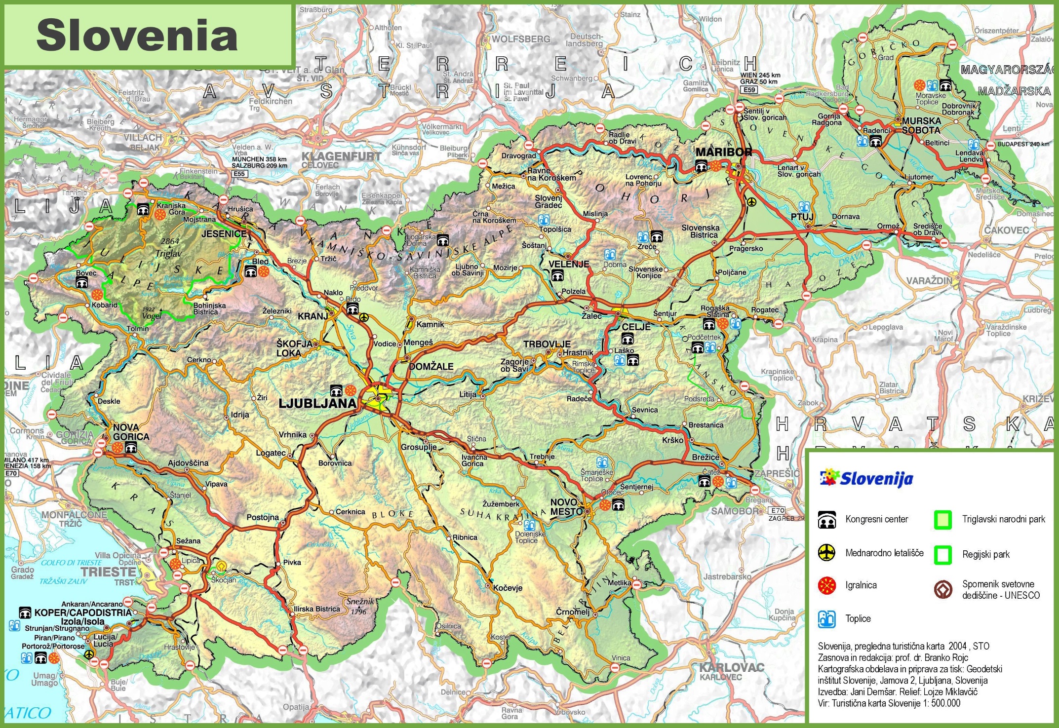 Slovenia Road Map Slovenia Road Map