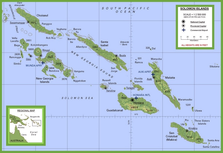 Solomon Islands physical map