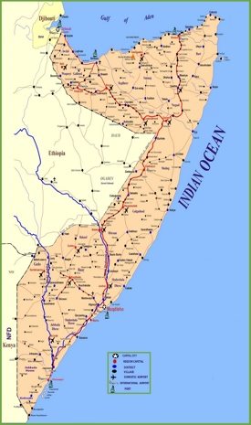 Large detailed map of Somalia